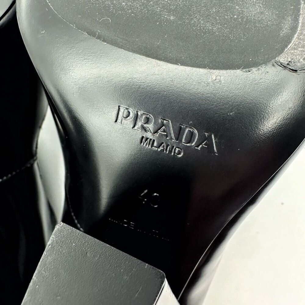 PRADA Modellerie Black Mary Jane Heels Size 40 US 9.5 Pointed Square Toe Pump - Picture 13 of 15